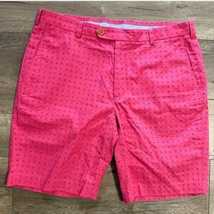 Brooks Brothers Bermuda Short Mens W38 PinkNavy Blue Cotton Flat Front‎